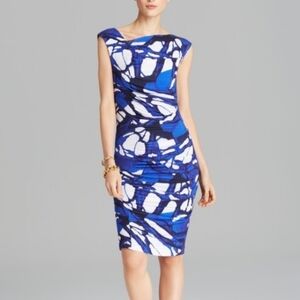 Escada blue Elfryda print ruched dress 38/8